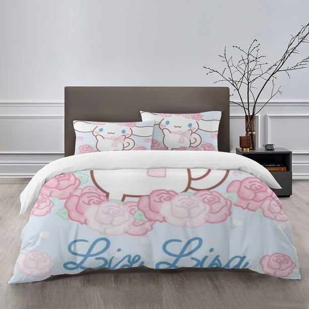 Cinnamoroll Bedding Sets Bed Cartoon Duvet Cover Lightweight 3 Piece Bet Sets for Kids Boys Girls