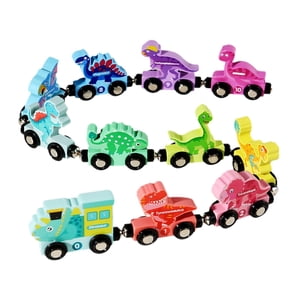Bothyi - Juego De Trenes De Madera, Vehículos, Juguetes De Aprendizaje Para Niños De 1 A 3 Años, Dinosaurio