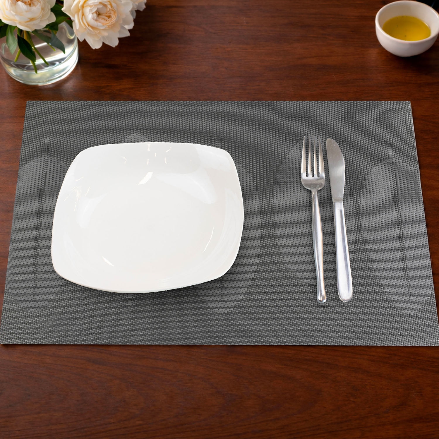 Individual De Mesa Nautica Home 45x30cm Reversible Hojas Gris
