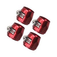 Ioensy - Abrazaderas De Acabado De Manguera De 4 Piezas De Aleación De Aluminio Con Conectores De Manguera De Banda De Tornillo Rojo An6