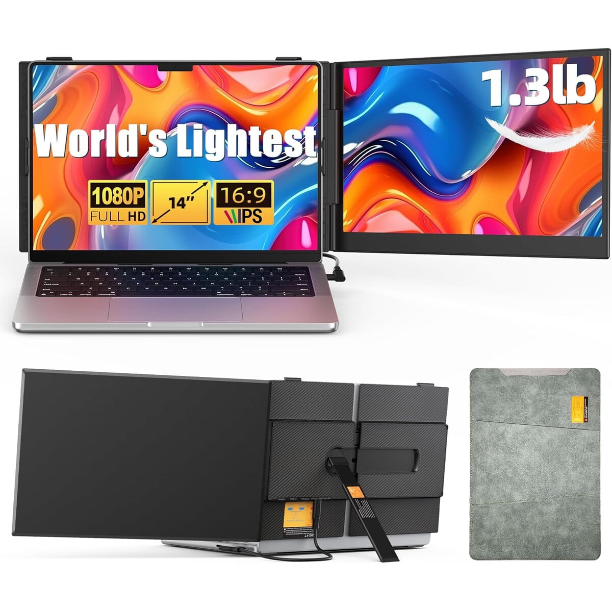 Monitor Extensor Dual 14 Breezylife Fhd Ips 0.59 Kg Ultrafino