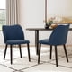 thumbnail image 1 of Sillas de Comedor COLAMY Juego de 2 en Cuero PU Azul con Patas de Madera, 1 of 5