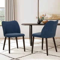 Sillas De Comedor Colamy, Modernas, De Piel Sintética, Juego De 2 Unidades, Color Azul