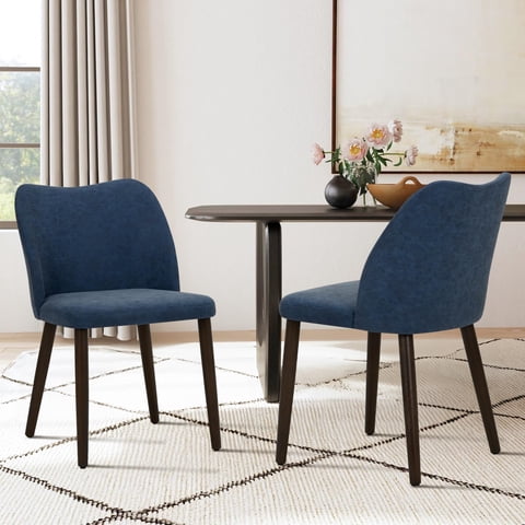 Sillas De Comedor Colamy, Modernas, De Piel Sintética, Juego De 2 Unidades, Color Azul