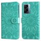 thumbnail image 1 of Funda tipo cartera FOXDOCK para OnePlus Nord N300 , diseño girasol en relieve, cuero PU, cierre magnético, soporte y tarjetero, 1 of 5