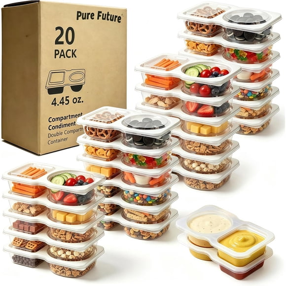 Pure Future: 20 recipientes para snacks con 2 compartimentos y tapas