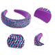 thumbnail image 3 of Diadema ancha con cristales brillantes acolchados y diamantes de imitación para mujer, accesorio para el cabello para fiestas, 3 of 5