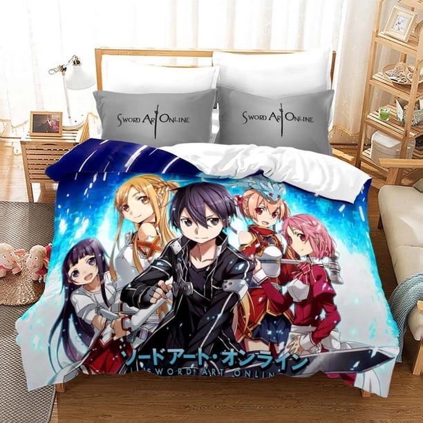 Sword Art Online Anime Quilt Duvet Cover Set Super Home Textiles Kids3-Piece Bedding Set