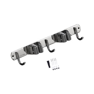 Magideal - Soporte Para Escoba Y Fregona, Soporte Para Escoba Montado En La Pared, Organizador De Lavandería Fácil De Usar, Estable, Antideslizante Y Resistente 2 Clips 3 Ganchos