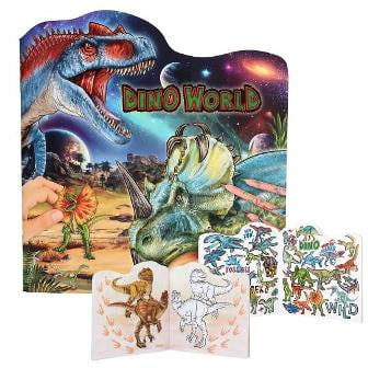 Libro De Pegatinas Dino World De Depesche – 20 Paisajes Prehistóricos + 6 Páginas De Stickers Puffy Y De Papel