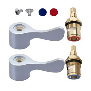 Magideal - Cartuchos De Disco De Vástago De Cerámica De Latón, Válvulas De Grifo De Repuesto, Ducha De Baño, Lavandería Resistente Al Desgaste Para Baño Y Cocina 1 Par Con Asas