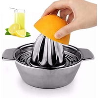 Xinqihang - Exprimidor De Limón De Acero Inoxidable, Exprimidor De Cítricos, Prensa Manual, Herramienta Para Exprimir Jugo De Naranja Con Recipiente De Almacenamiento