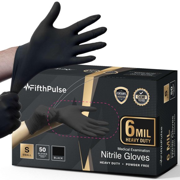 Guantes de Nitrilo FifthPulse Talla Pequeña Negro - 50 unidades