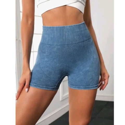 Likeshop - Calza Short Deportivo Mujer Push Up Frunce Tiro Alto Gym 005