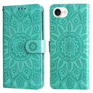 Funda Tipo Cartera Foxdock Para Iphone 16E , Diseño Girasol En Relieve, Cuero Pu, Cierre Magnético, Soporte Y Tarjetero