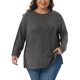 thumbnail image 1 of Agnes Orinda Sudaderas de Mujer Tallas Grandes Otoño con Abertura Lateral Manga Larga Cuello Redondo Casual Jersey Blusa de Punto Talla 1X Negro Gris, 1 of 6