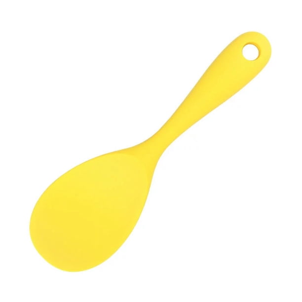 XmhyTop 2 Cucharas de Silicona para Amarillo sólido, 22.5x6.8 cm - Ideal para Servir Arroz, Papas y Platos Calientes sin Escarchas