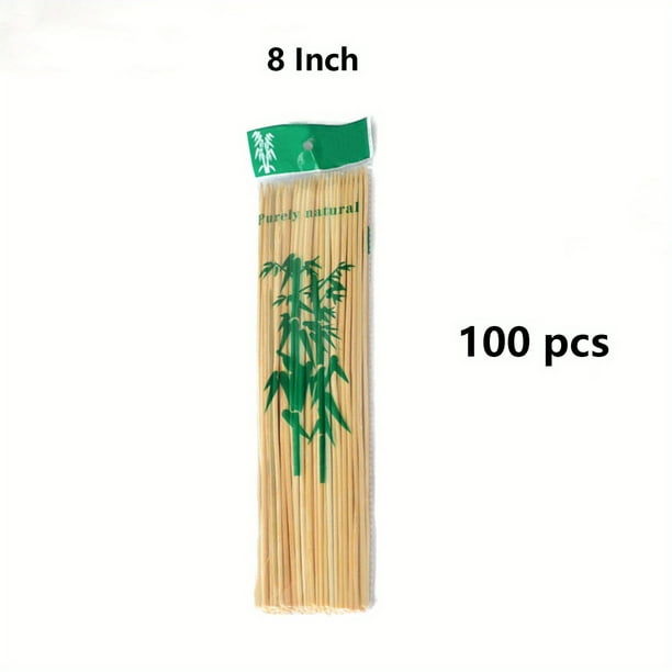 100pcs 200pcs Natural Bamboo Skewers, Wooden Skewers, Kebab, Short Skewers, Wooden Kebab Skewers For Fruit Kabobs, Appetizer, Chocolate Fountain, Cocktail, 8"/10"/12"