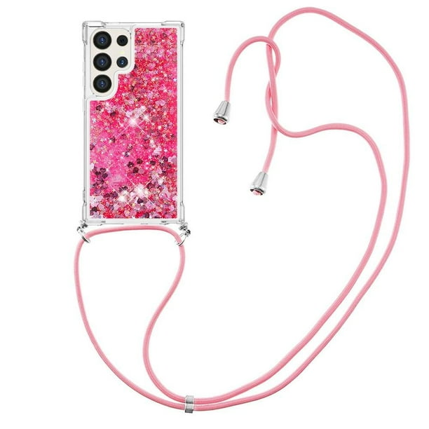 Funda FOXDOCK para Samsung Galaxy S25 Ultra con Cuerda Ajustable, Brillo Líquido, Protección Antigolpes y Lente – Ideal para Regalo