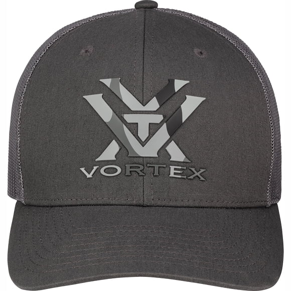 Gorra Vortex Camo Punch Snap en la parte trasera, color gris