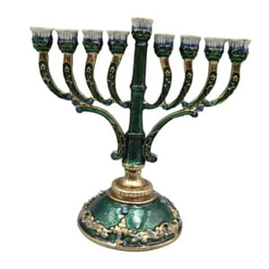 Genérico - Estilo Europeo Retro Hanukkah Menorah Suministros Religiosos Adornos Verde