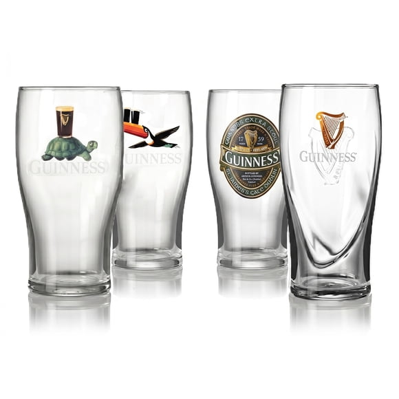 Set de Regalo de Vasos de Pinta Guinness – Pack de 4 | Merchandising Oficial | Accesorios de Bar Clásicos de Pub Irlandés | Vaso de Cerveza para Coleccionistas y Aficionados