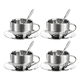 thumbnail image 1 of Set 4 tazas de acero inoxidable con cucharas y platos okl..., 1 of 3