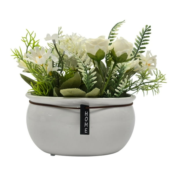 Planta Artificial Macetero Ceramica Blanco Arreglo Floral blanco