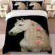 thumbnail image 1 of White Horse Rose Print Bedding Set Exquisite Pattern Duvet Cover and Pillowcases, 1 of 5