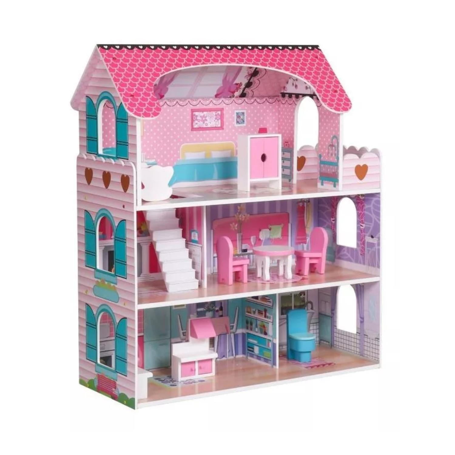 Genérico - Juguete Casa De Muñecas Con Accesorios 70x62x27cm Rosado