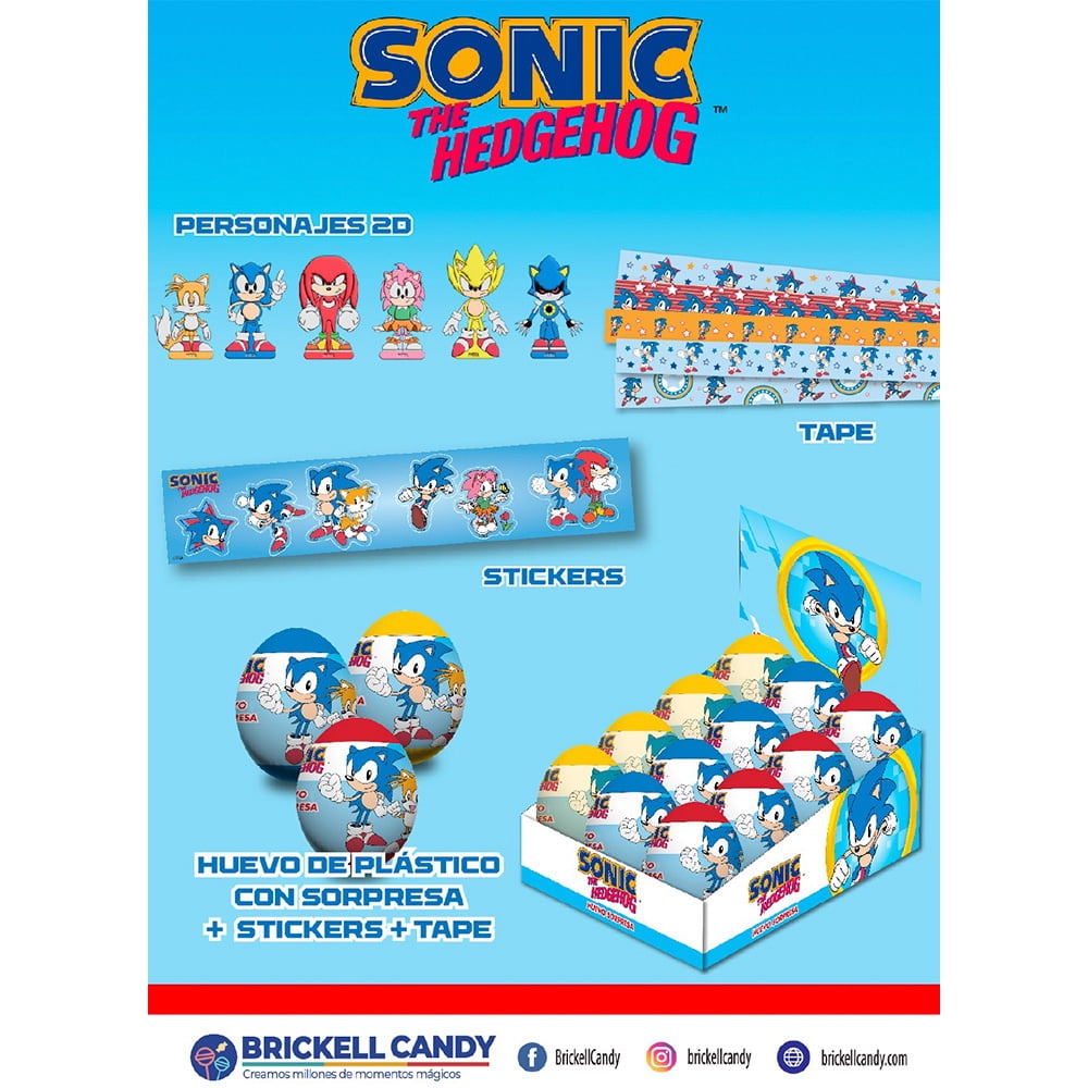 Brickell - Huevo Sorpresa Sonic 12ud Personaje 2d + Sticker