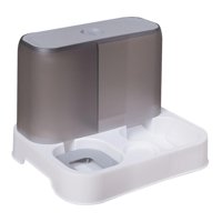 Magideal - Alimentador Automático Para Mascotas, Fuente De Bebida, Cuenco Para Comida Y Agua, Cuenco Para Gatos, Estación De Alimentación Para Mascotas, Cuenco D Gris