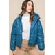 thumbnail image 4 of Chaqueta Puff Con Capucha Y Cierre De Cuero Sintético Pu Ccwholesalesclothings Azure, 4 of 5