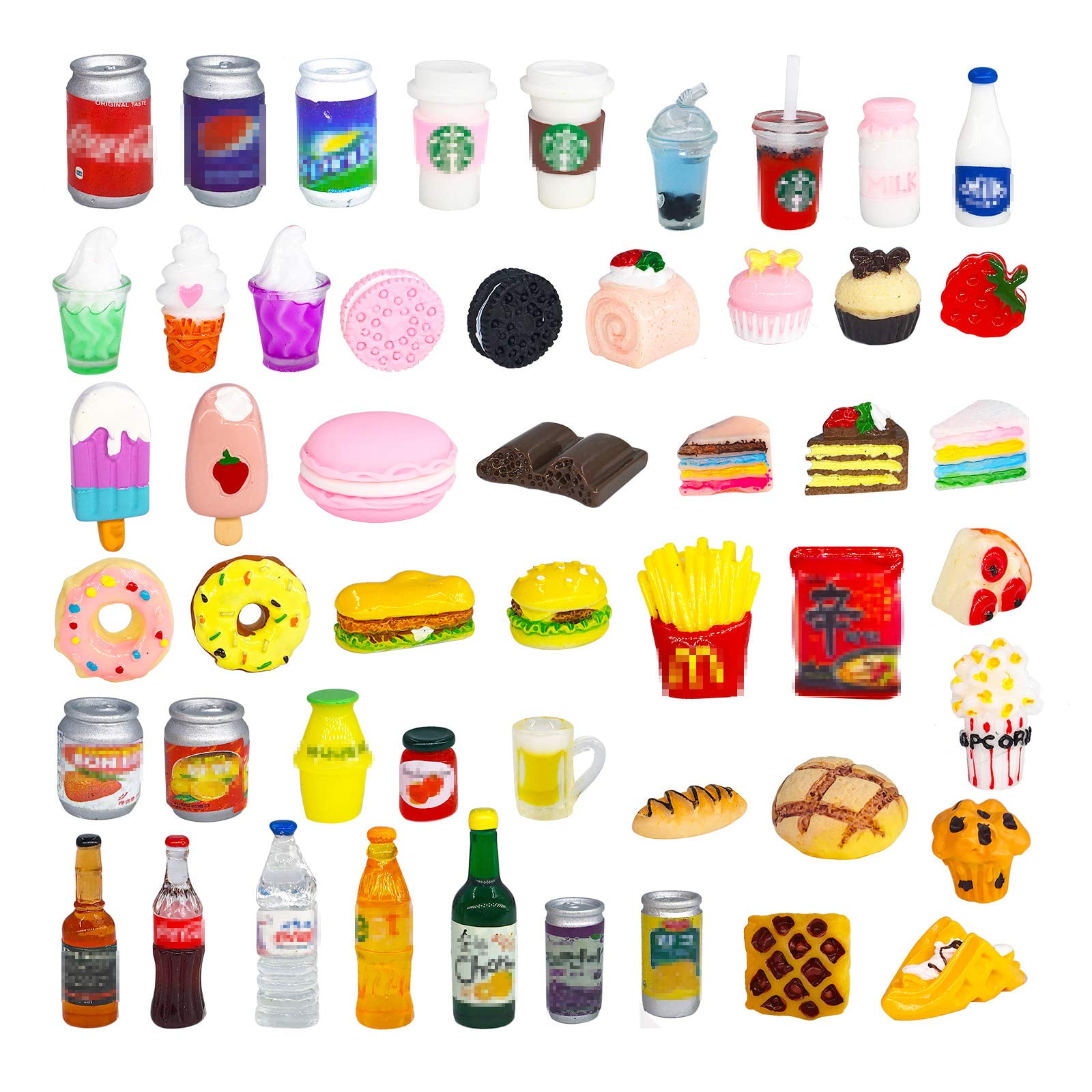 Hsjh - Botellas De Comida Y Bebida En Miniatura De Juguete Para Casa De Muñecas 1/12 (50 Unidades)