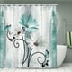 thumbnail image 2 of 1pc Waterproof Butterfly Flower Shower Curtain with 12 Hooks, Non-Slip Bathroom Rug, Toilet U-Shape Mat, and Toilet Lid Cover Pad - Decorate Your Bathroom with Style and Comfort, 2 of 4