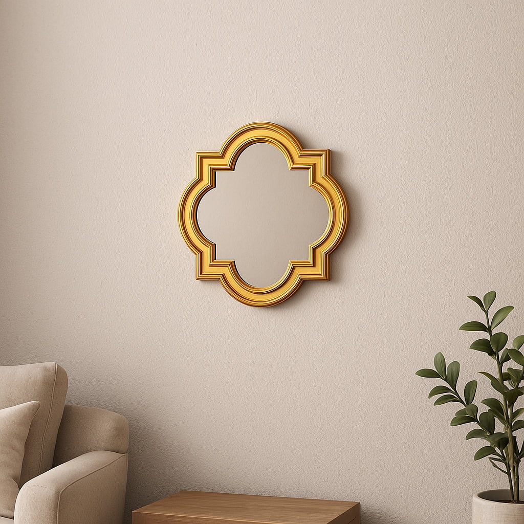 Decostilo - Espejo Decorativo Minimalista Dorado 47x47x3cm