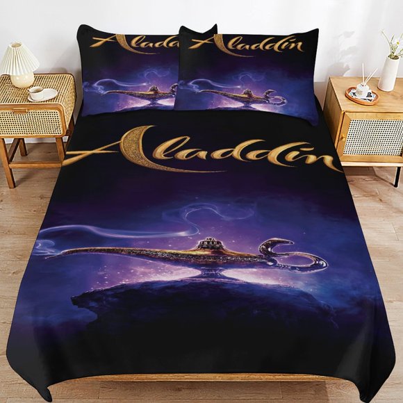 Aladdin Cartoon Bedding Sets Ultra Soft Skin-Friendly Duvet Cover 3 Piece, Cute Comforter Cover Bed Set for Boys Girls Kids