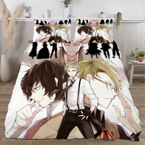 Bungo Stray Dogs Quilts for Queen Bed Bedspreads,Soft Bed Quilt Lightweight Bedspread,Quilted Coverlet