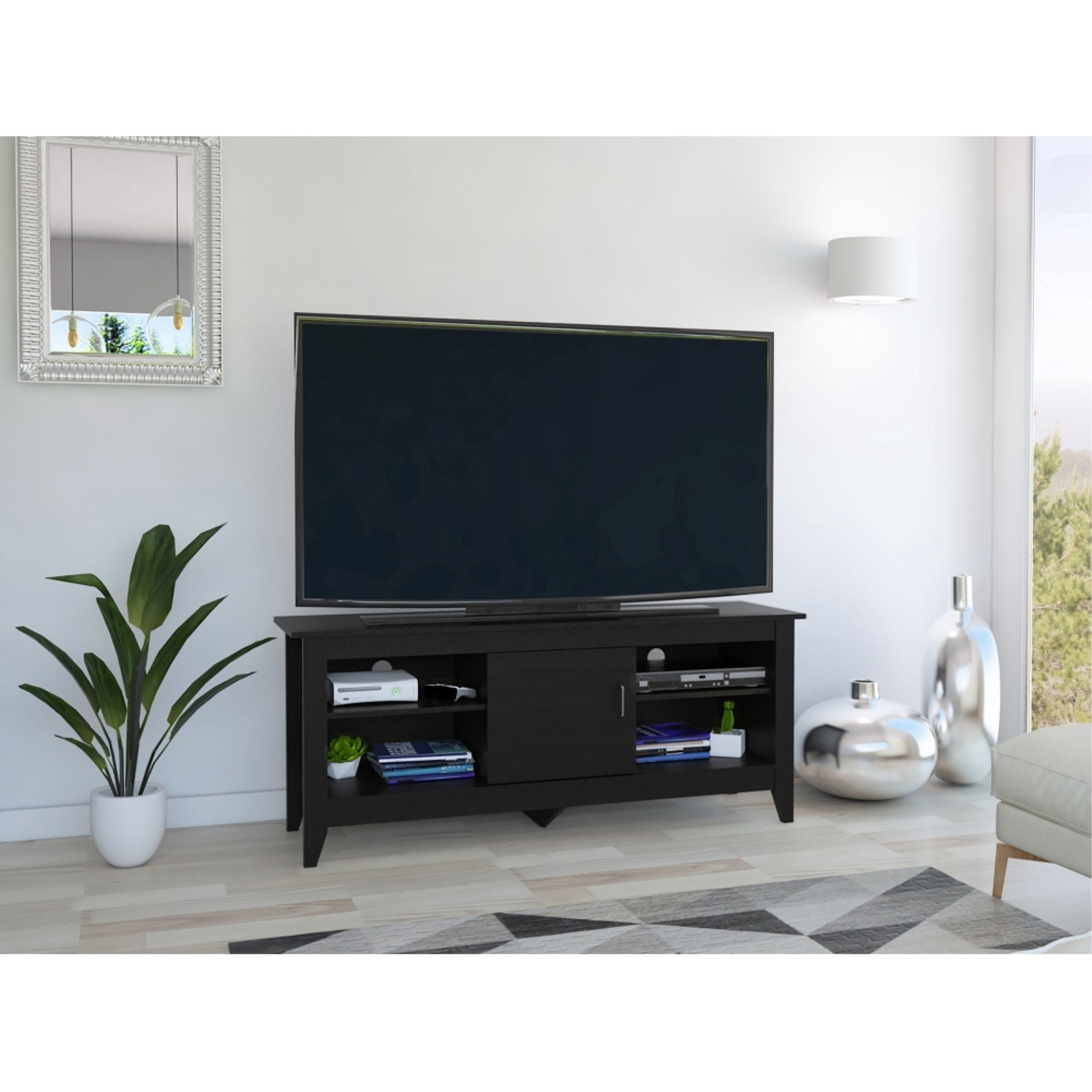 Tuhome - Rack Tv 65" Essential 1 Puerta Wengue 61,5x147,5x40,5 Cm