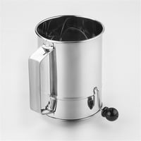 Xusx111 - Tamiz De Polvo Manivelado A Mano De Acero Inoxidable, Tamiz Grande De 5 Tazas, Tamiz De Harina Portátil, Pantalla De Filtro De Dispersión De Polvo, Herramienta De Horneado Doméstica