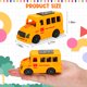 thumbnail image 2 of Bus escolar LSLYHTC - Set de 6 mini juguetes de plástico amarillos, 2 of 7