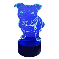 Lelumania - Lampara Ilusion 3D Pitbull De 7 Colores, Base Touch