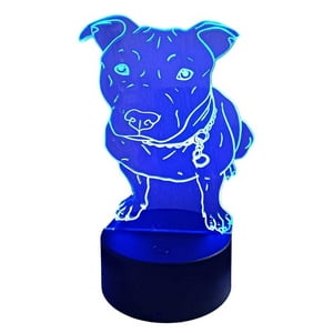 Lelumania - Lampara Ilusion 3D Pitbull De 7 Colores, Base Touch
