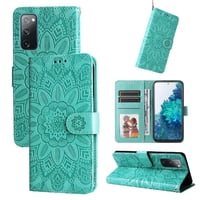 Funda Tipo Cartera Foxdock Para Samsung Galaxy S20 Fe , Diseño Girasol En Relieve, Cuero Pu, Cierre Magnético, Soporte Y Tarjetero