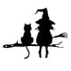 thumbnail image 1 of Arte De Pared Silueta De Metal Estatua De Bruja Y Gato Para Cerca Hogar Interior Al Aire Libre, 1 of 5