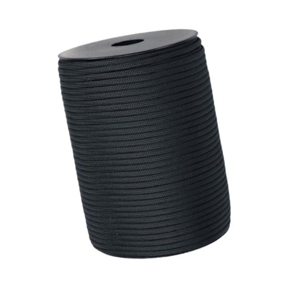 Cuerda de paracaídas de 328 pies, cuerda para tienda de campaña, cuerda Guyline para acampar al aire libre, cuerda para atar, artesanía DIY, escalada Negro