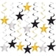 thumbnail image 3 of Decoraciones colgantes de estrellas doradas, plateadas y negras con espirales, estrellas, serpentinas, espirales de aluminio para decoraciones de techo, suministros para fiestas de graduación, decorac, 3 of 6