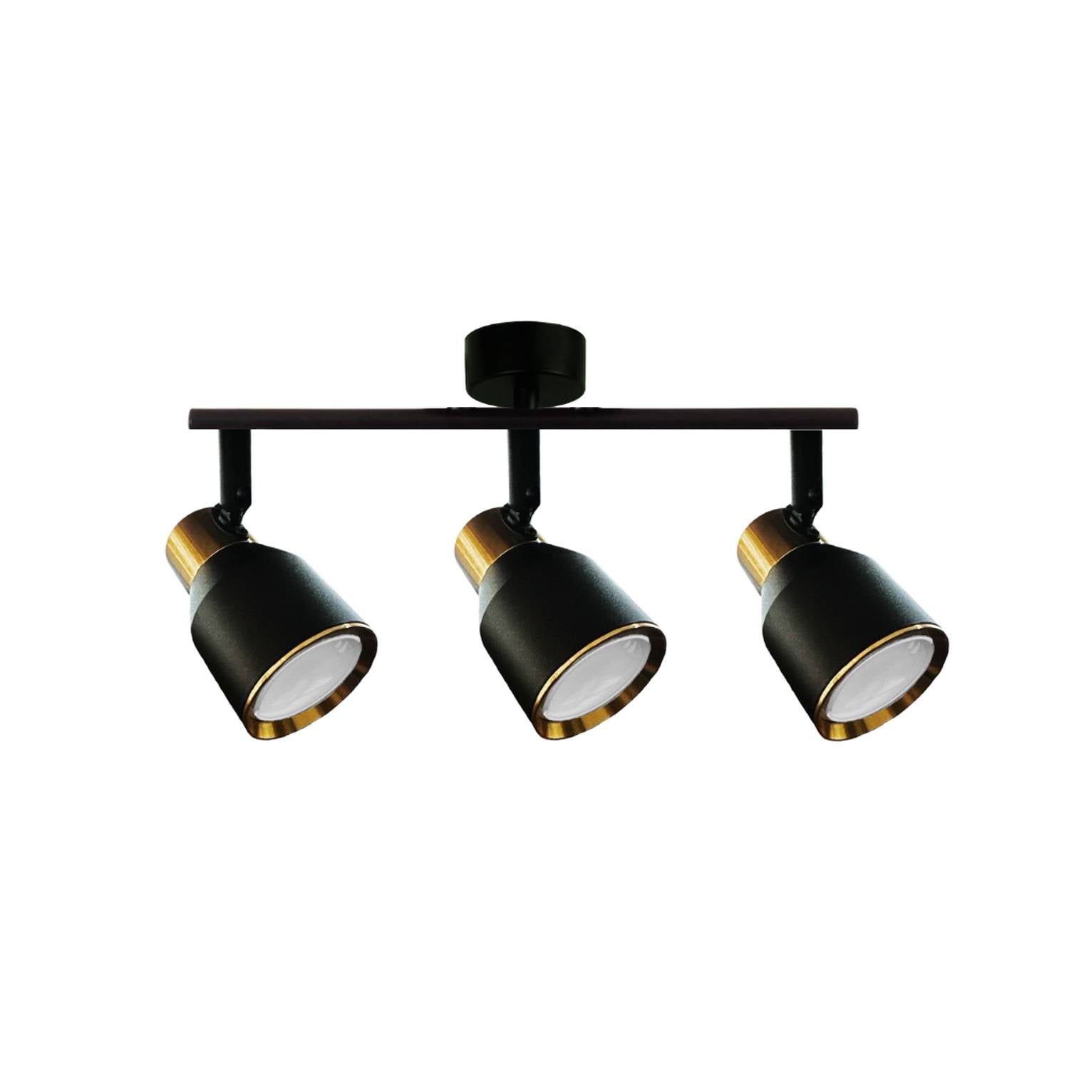 Hb Led - Foco Led Sobrepuesto Triple Gu-10 Negro-dorado Híades