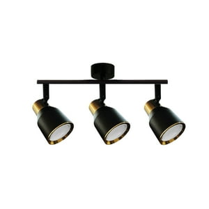 Hb Led - Foco Led Sobrepuesto Triple Gu-10 Negro-Dorado Híades