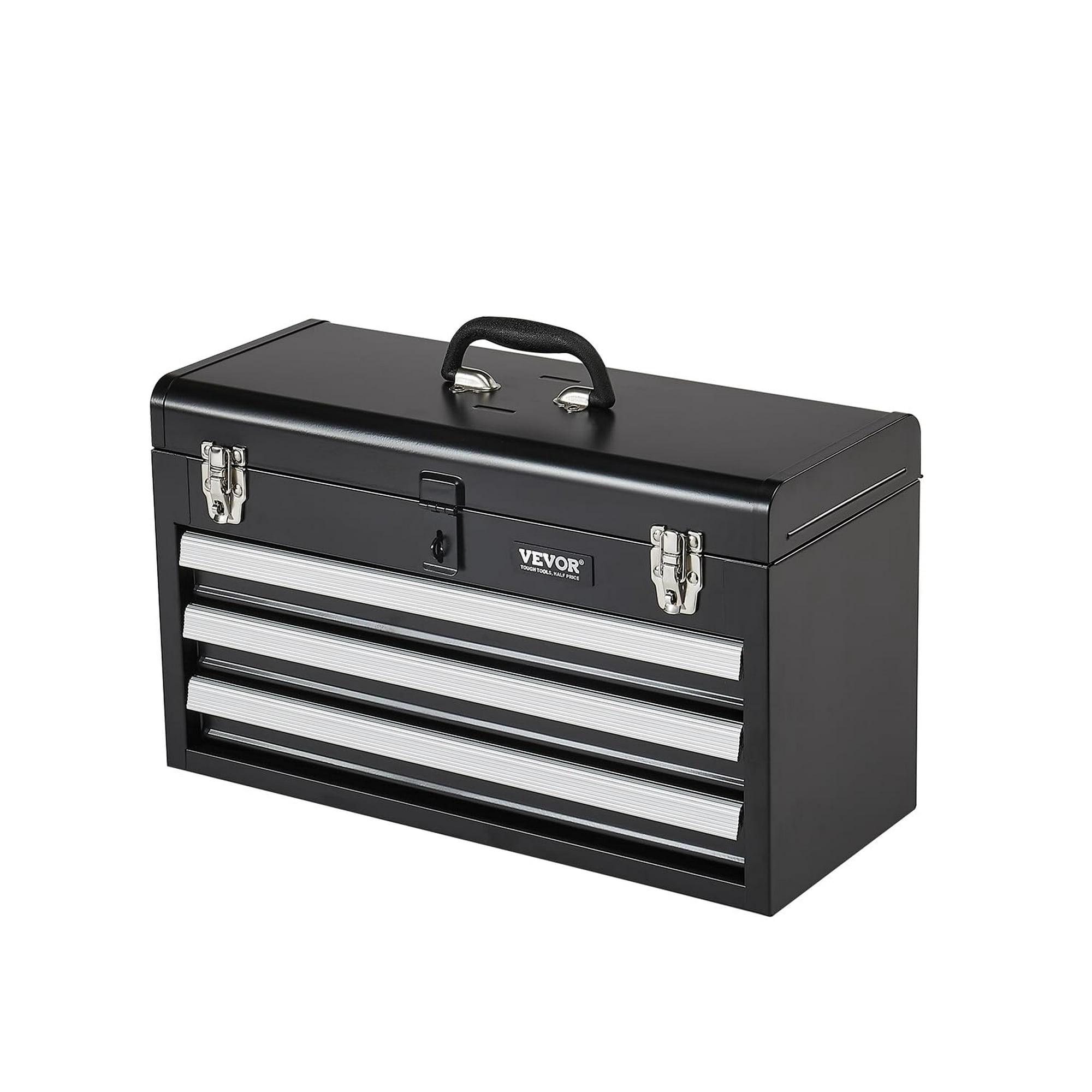 Caja De Herramientas Vevor Metal 52,07 Cm Portátil Con 3 Cajones Y Cerradura